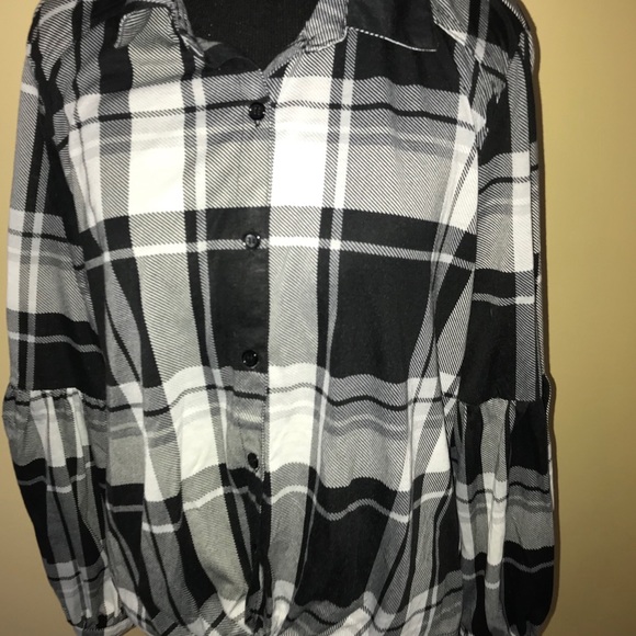 French Laundry Black Plaid Tie Shirt Size Large - Picture 6 of 8